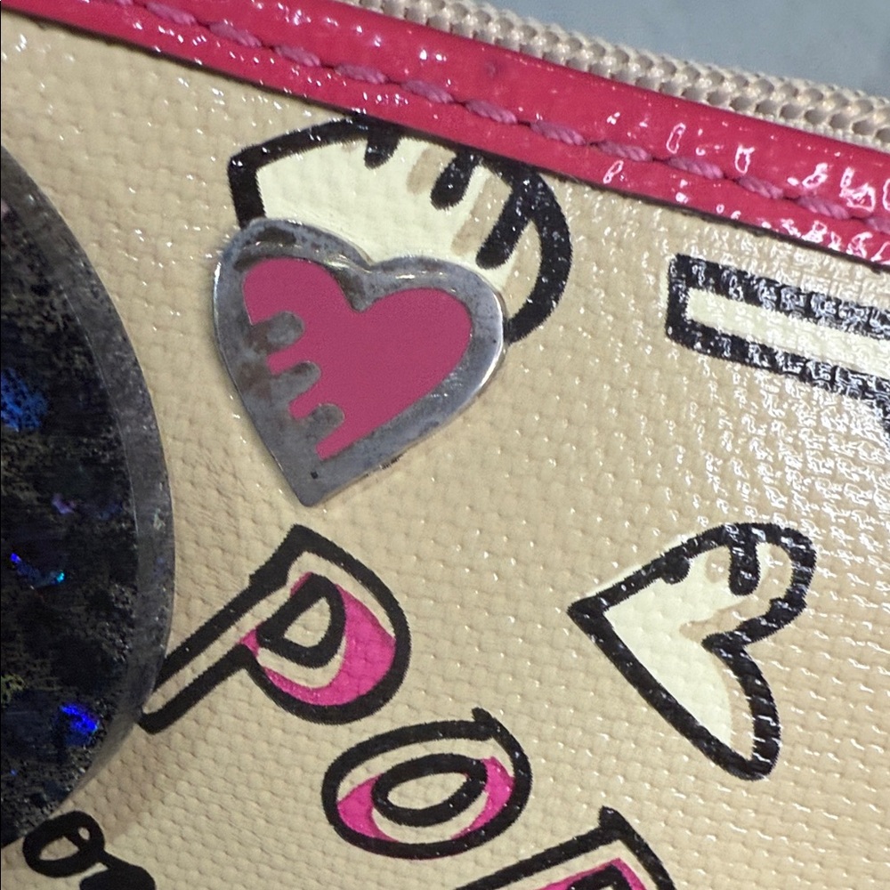 Coach Poppy Pink and Cream Wristlet - Picture 2 of 8